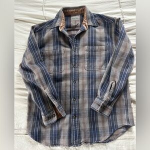 St. John's Bay Striped Shirt in Blue and Brown Vintage Brawny Corduroy Used